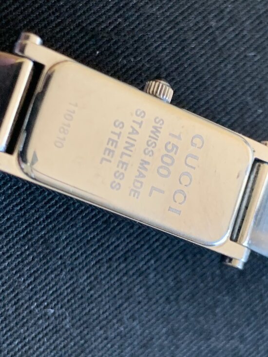 Gucci Vintage G Frame rectangle Silver watch black face main image 5